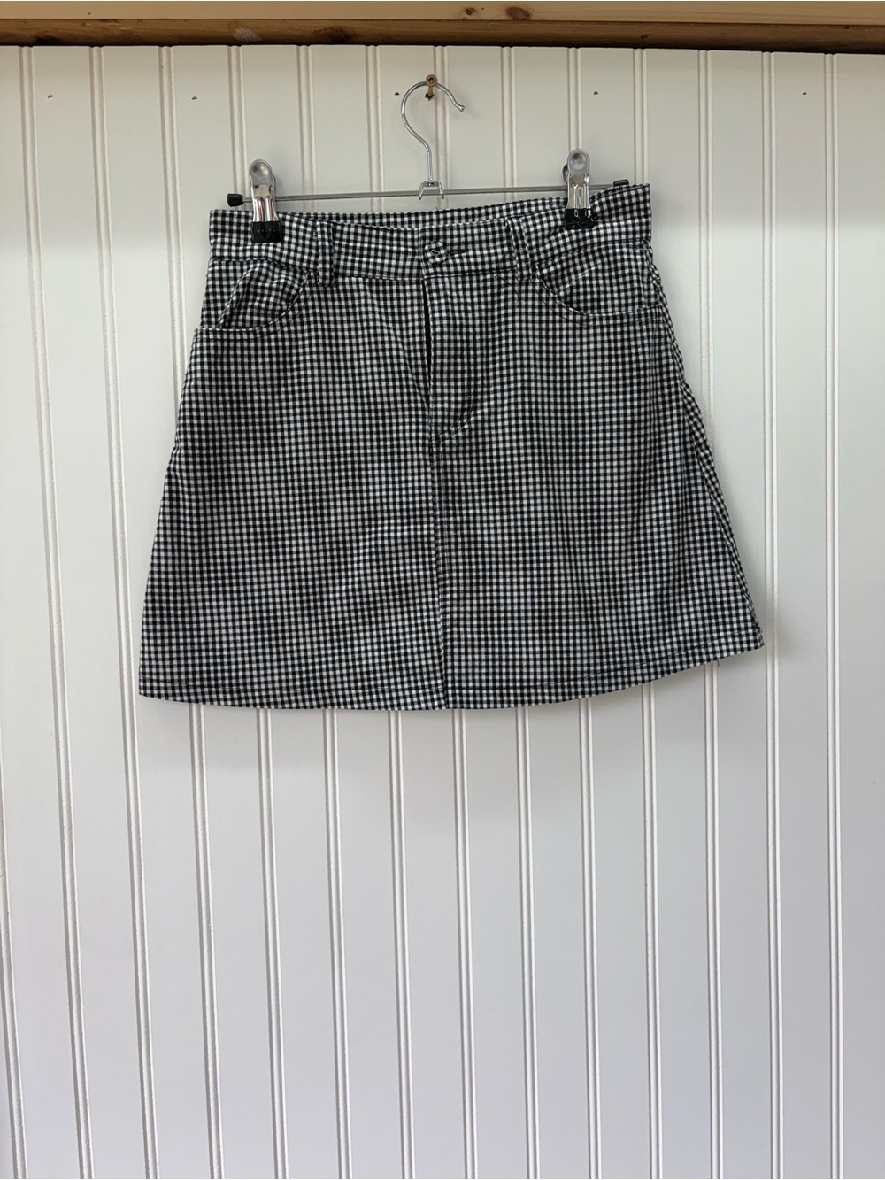 Brandy Melville John galt Black and White Gingham Mini Skirt